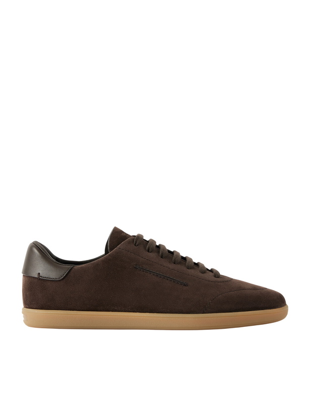 Photo: Zegna - 232 Leather-Trimmed Suede Sneakers - Brown