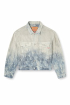 Diesel Trucker jacket in Prince of Wales jacquard denim - Denim Jackets - Unisex - Multicolor