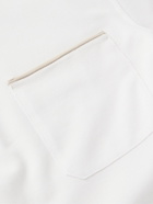 Zegna - Nubuck-Trimmed Cotton-Piqué Polo Shirt - White