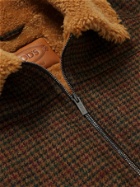 Tod's - Shearling-Lined Houndstooth Shetland Wool Bomber Jacket - Brown