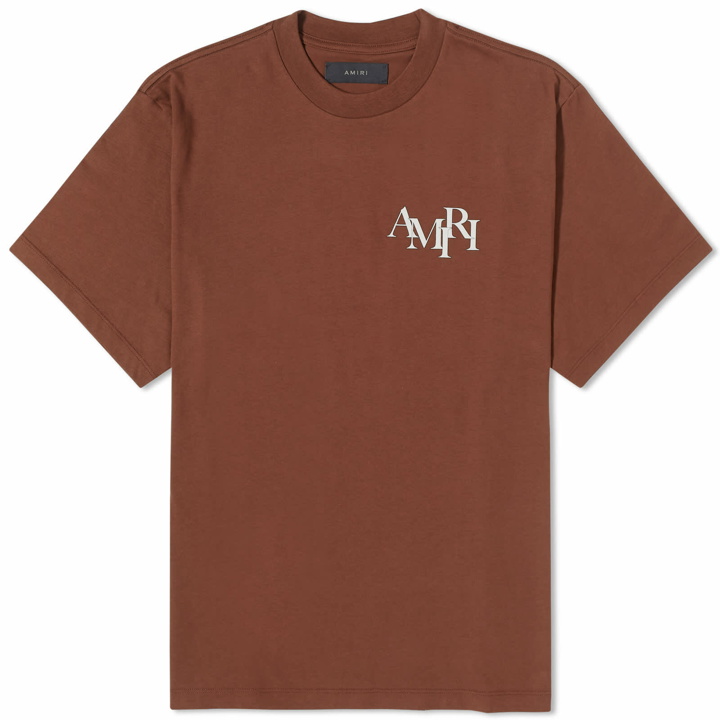 Photo: AMIRI Men's Staggered Logo T-Shirt in Potting Soil