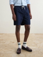 Drake's - Straight-Leg Cotton Drawstring Shorts - Blue