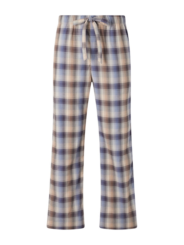 Photo: TEKLA - Auralee Checked Organic Cotton-Flannel Pyjama Trousers - Blue