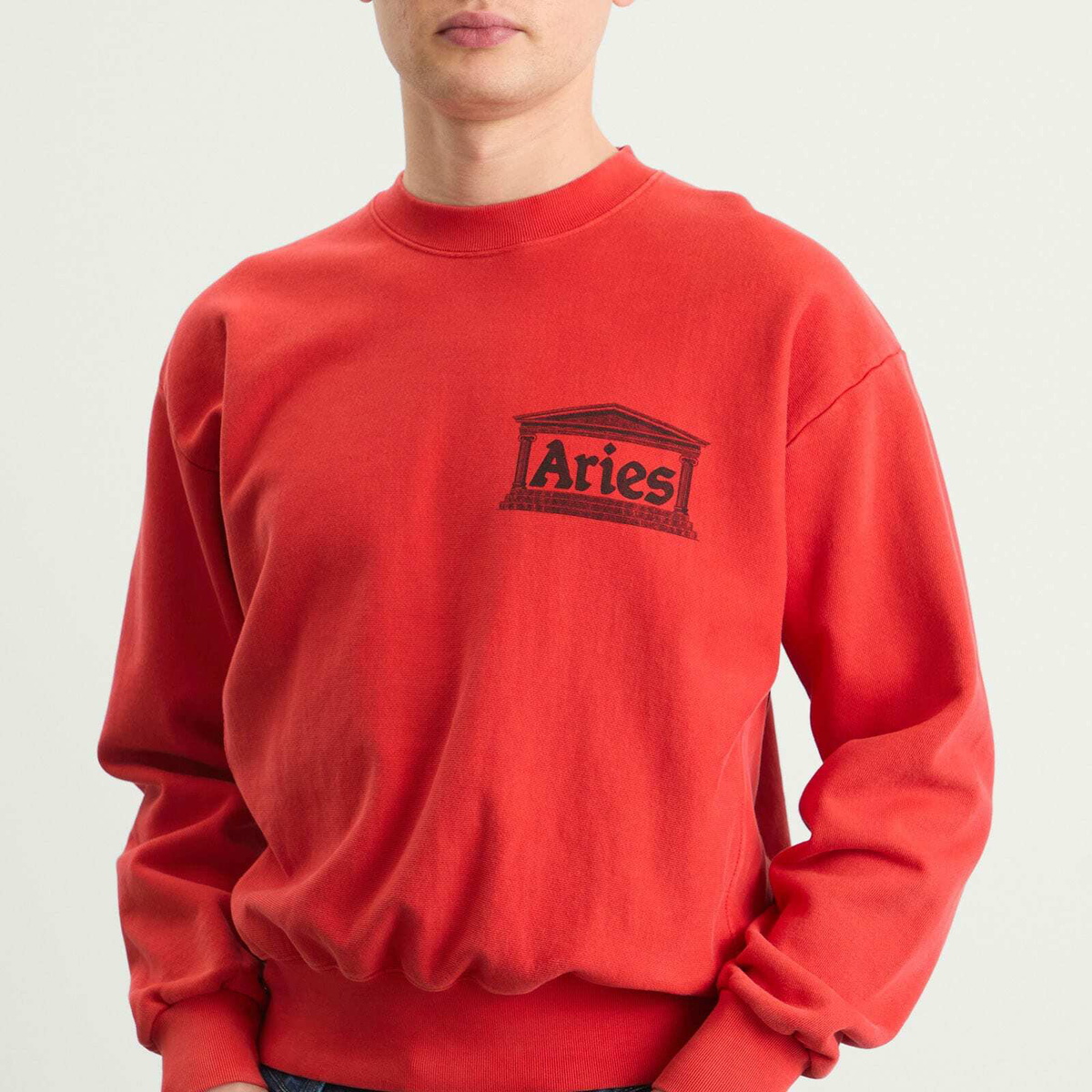 Aries Men's Premium Aged Temple Sweatshirt in Red