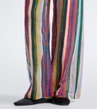 Staud Mateo striped cotton wide-leg pants