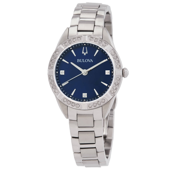 Photo: Bulova Quartz Crystal Blue Dial Ladies Watch 96R243