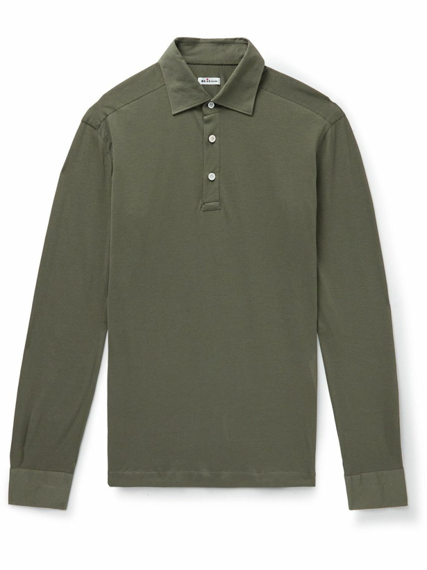 Photo: Kiton - Slim-Fit Cotton-Piqué Polo Shirt - Green