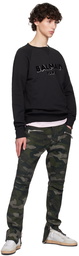 Balmain Black Metallic Flocked Sweatshirt