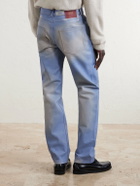 424 - Moto Straight-Leg Leather Trousers - Blue