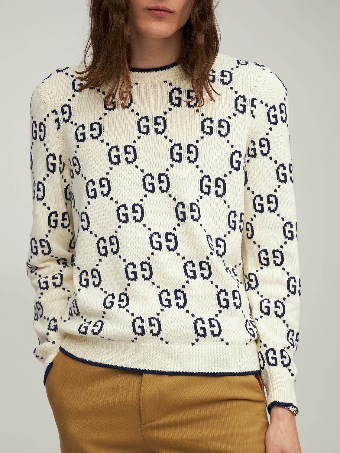 GUCCI - Gg Cotton Knit Sweater Gucci