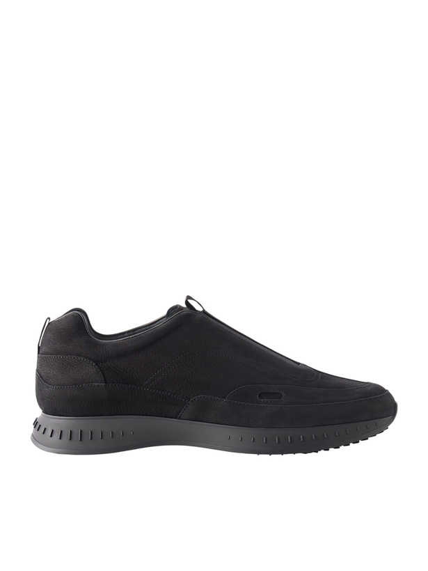 Photo: John Lobb - Elastic Stream Nubuck Sneakers - Black