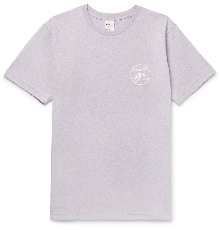 Photo: A.P.C. - Arrol Slim-Fit Logo-Print Cotton-Blend Jersey T-Shirt - Men - Purple