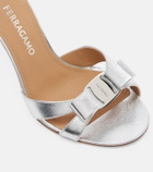Ferragamo Bow-detail metallic leather sandals