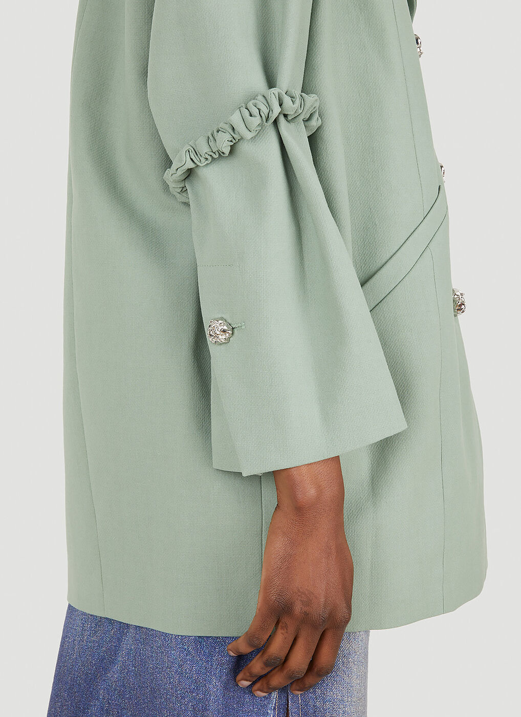 アウターその他 GANNI Woman Blazer Green F7593 484 GANNI Organic Cotton Blazer - Green | Garmentory