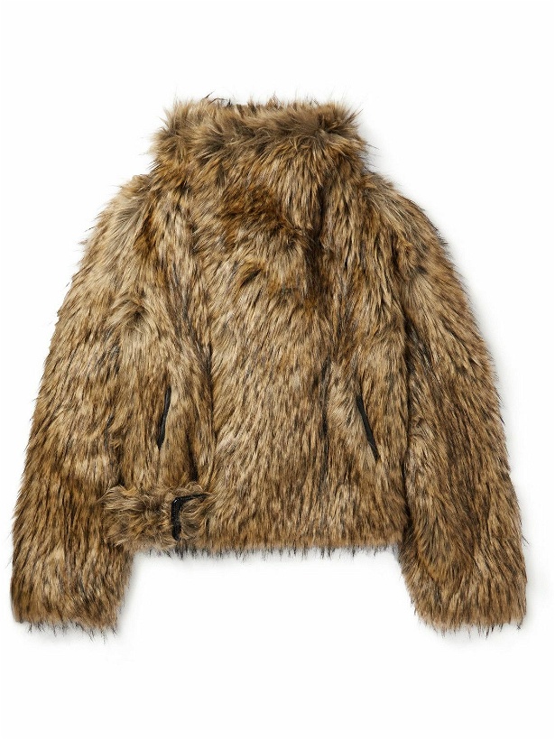 Photo: SAINT LAURENT - Asymmetric Faux Fur Coat - Brown