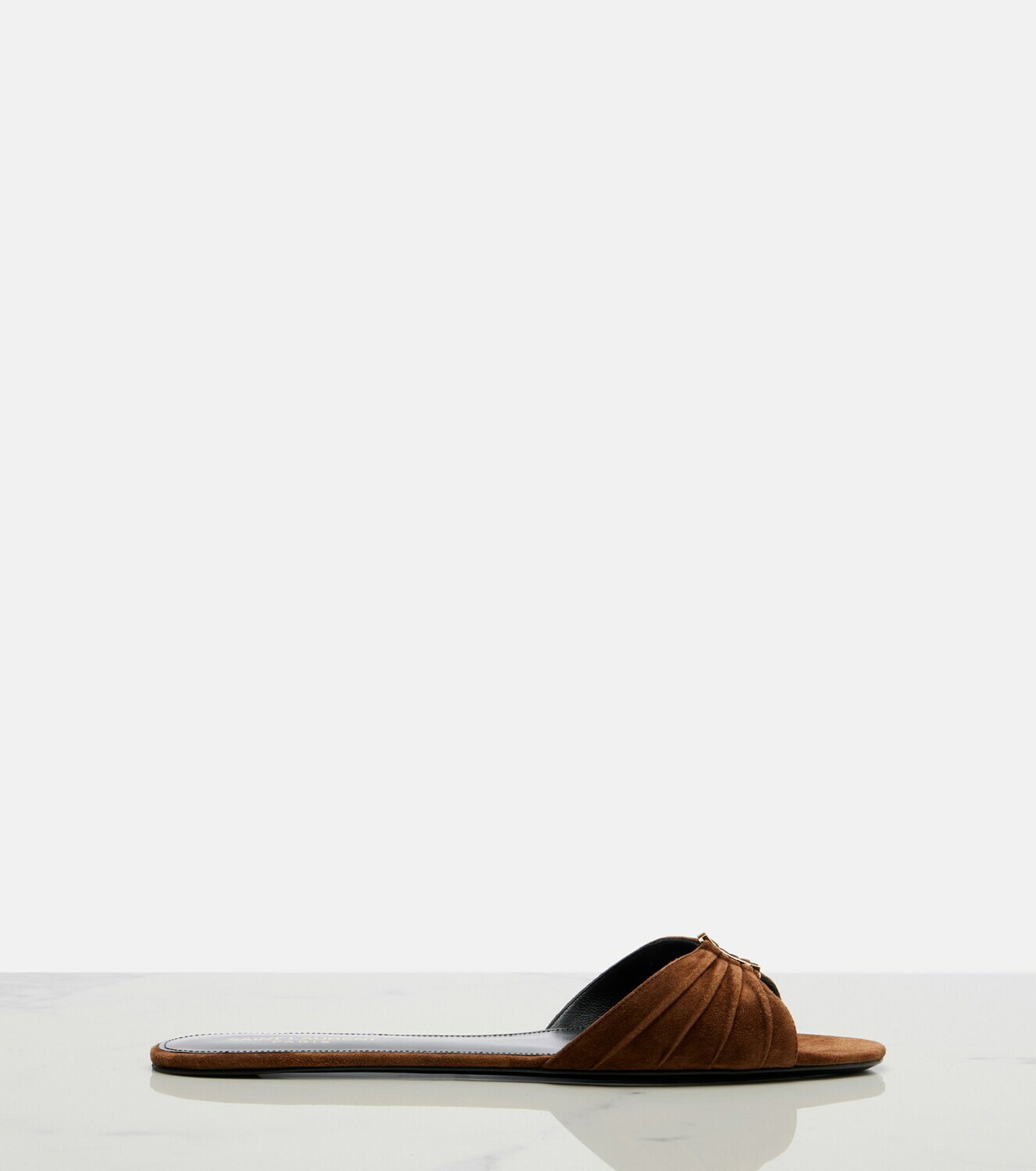 Saint Laurent Cassandre suede slides