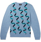 A.P.C. - Logo-Intarsia Mélange Merino Wool Sweater - Men - Blue