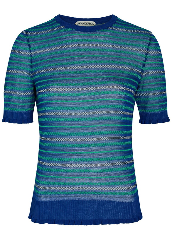 Photo: JW Anderson Fair Isle Sheer Cotton-blend top Blue