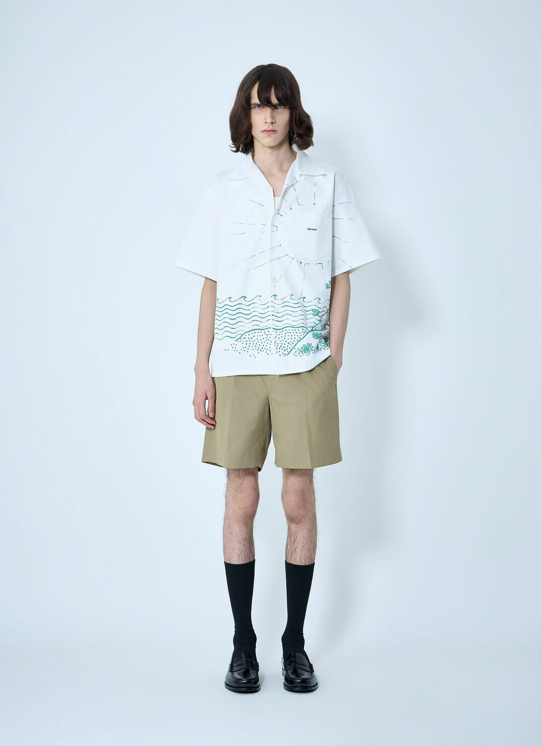 Prada Wave-Print Oversized Shirt