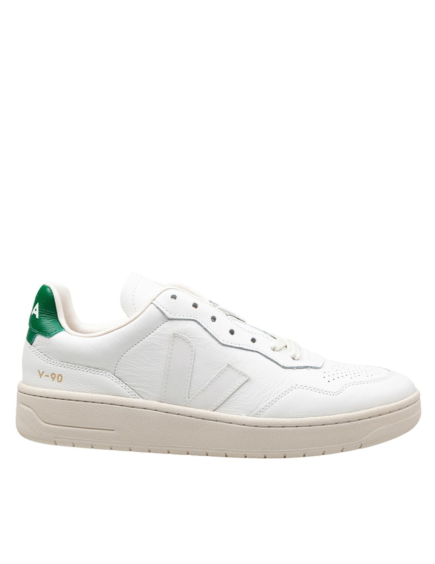 Photo: Veja Sneakers V 90 In Leather Color White/green