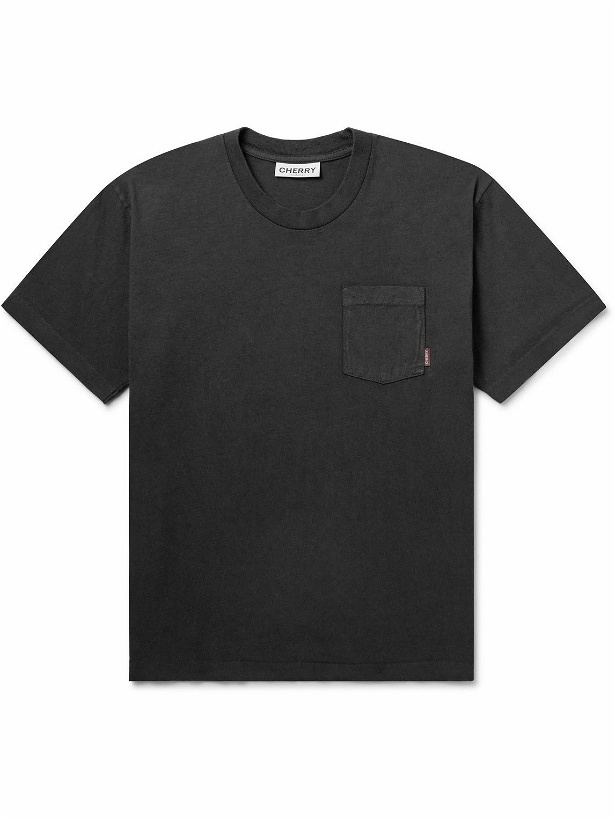Photo: Cherry Los Angeles - Logo-Appliquéd Garment-Dyed Cotton-Jersey T-Shirt - Black