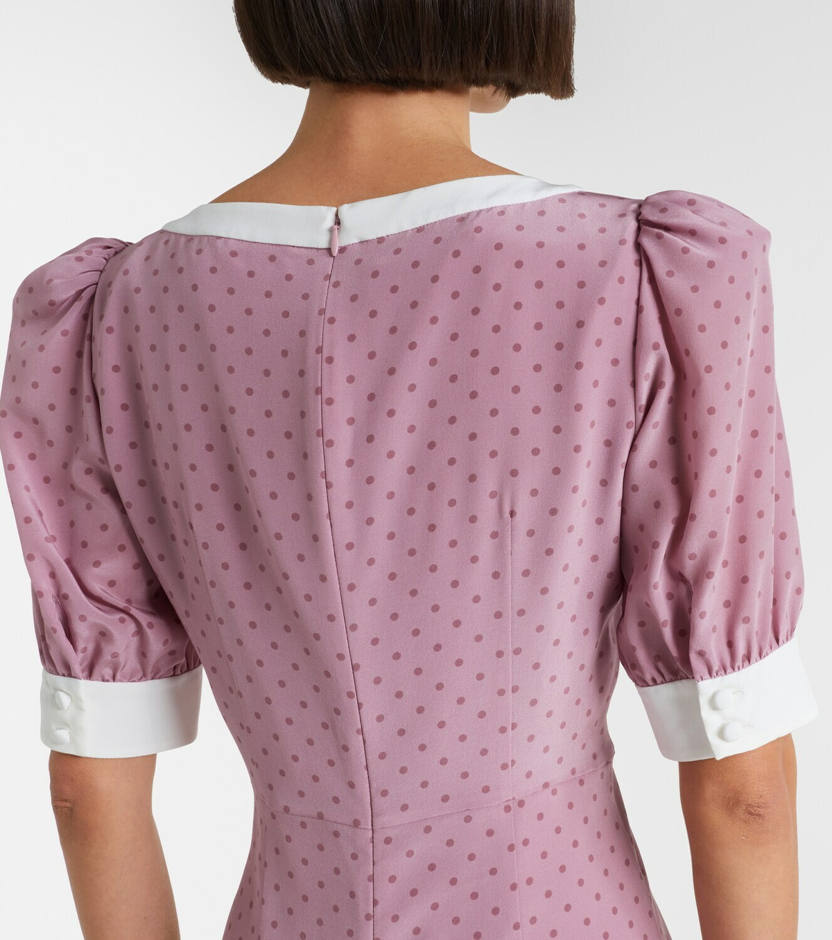 Alessandra Rich Bow-detail polka-dot silk minidress