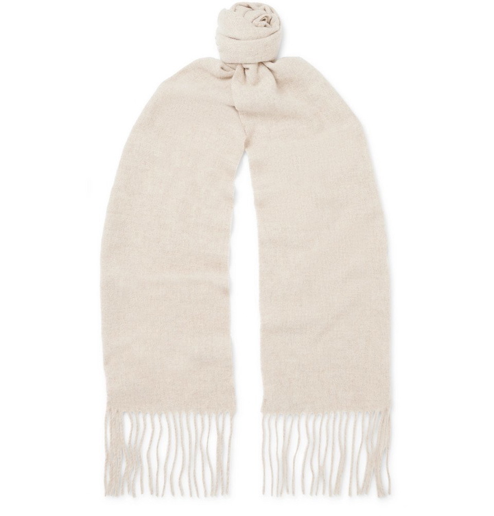 Photo: Acne Studios - Canada Skinny Fringed Mélange Wool Scarf - Beige