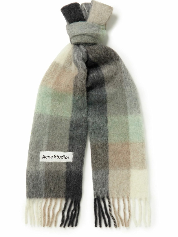 Photo: Acne Studios - Vally Fringed Checked Knitted Scarf