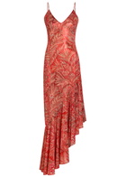 Etro Printed Asymmetric Chiffon Maxi Dress Multicoloured