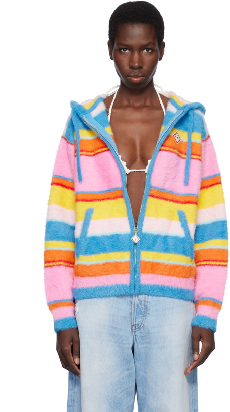 Photo: Casablanca Multicolor Fluffy Stripe Oversized Hoodie