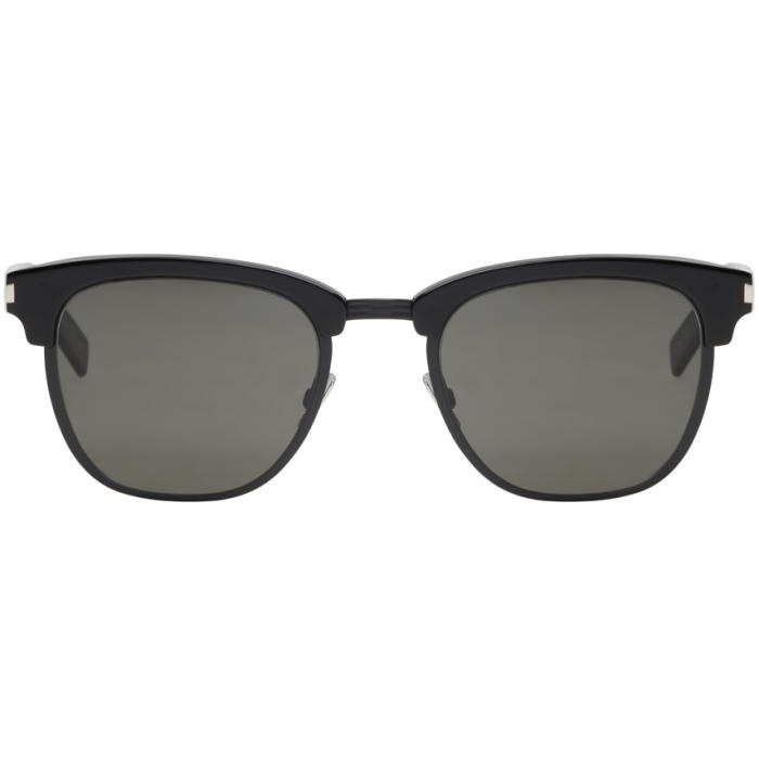 Photo: Saint Laurent Black Iconic SL 108 Re-Edition Sunglasses