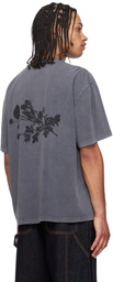KUSIKOHC Gray Flower Printed T-shirt