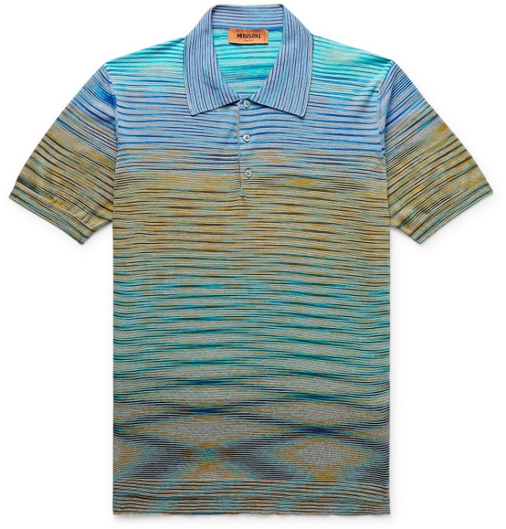 Photo: Missoni - Slim-Fit Space-Dyed Cotton Polo Shirt - Blue