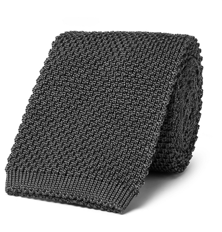 Photo: Anderson & Sheppard - 6.5cm Knitted Silk Tie - Gray