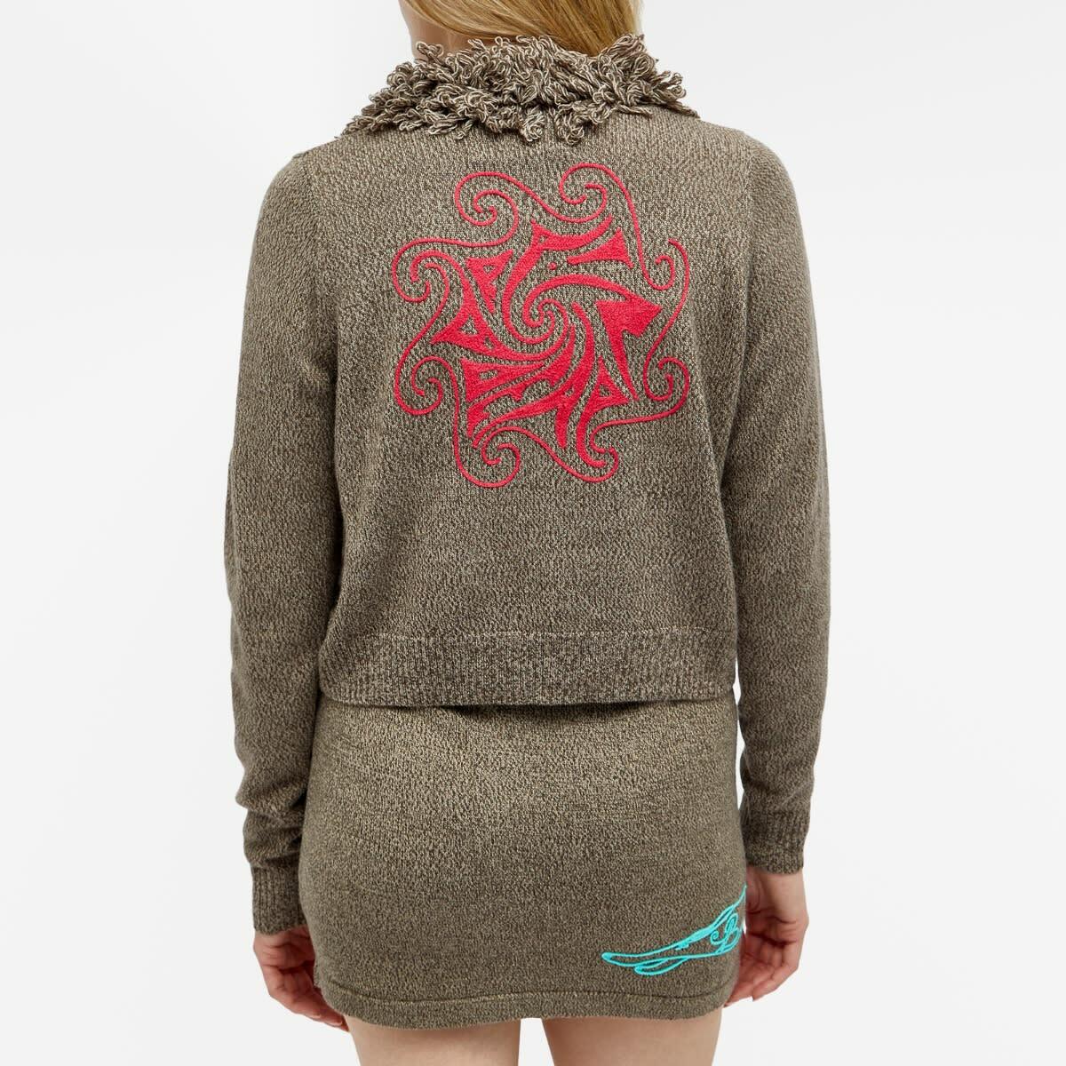 Brain Dead Women's Marled Embroidered Cardigan in Clay