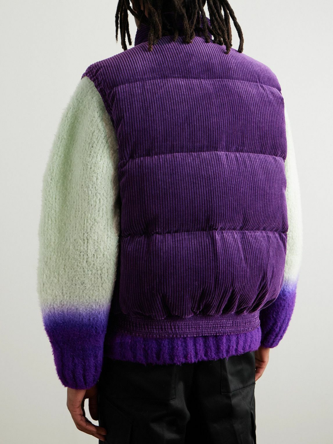 Sacai - Appliquéd Quilted Cotton-Corduroy Down Gilet - Purple Sacai