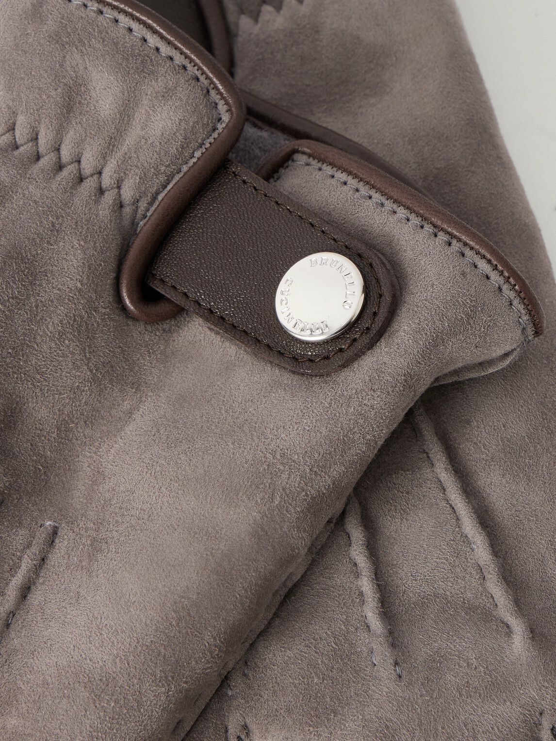 Brunello Cucinelli - Leather-Trimmed Suede Gloves - Gray