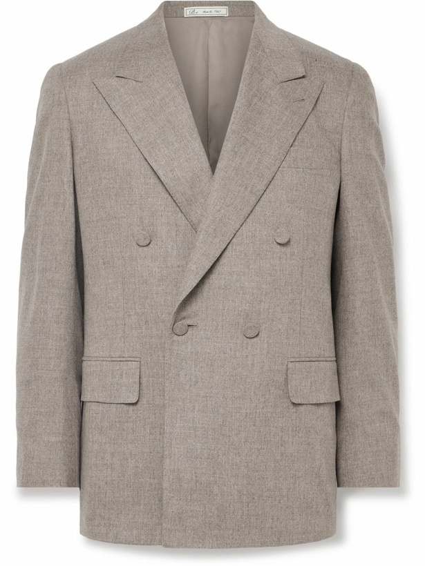 Photo: UMIT BENAN B - Double-Breasted Wool-Blend Suit Jacket - Neutrals