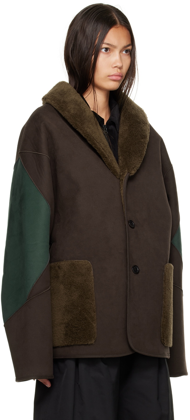 AMOMENTO Brown Reversible Faux Shearling Jacket AMOMENTO