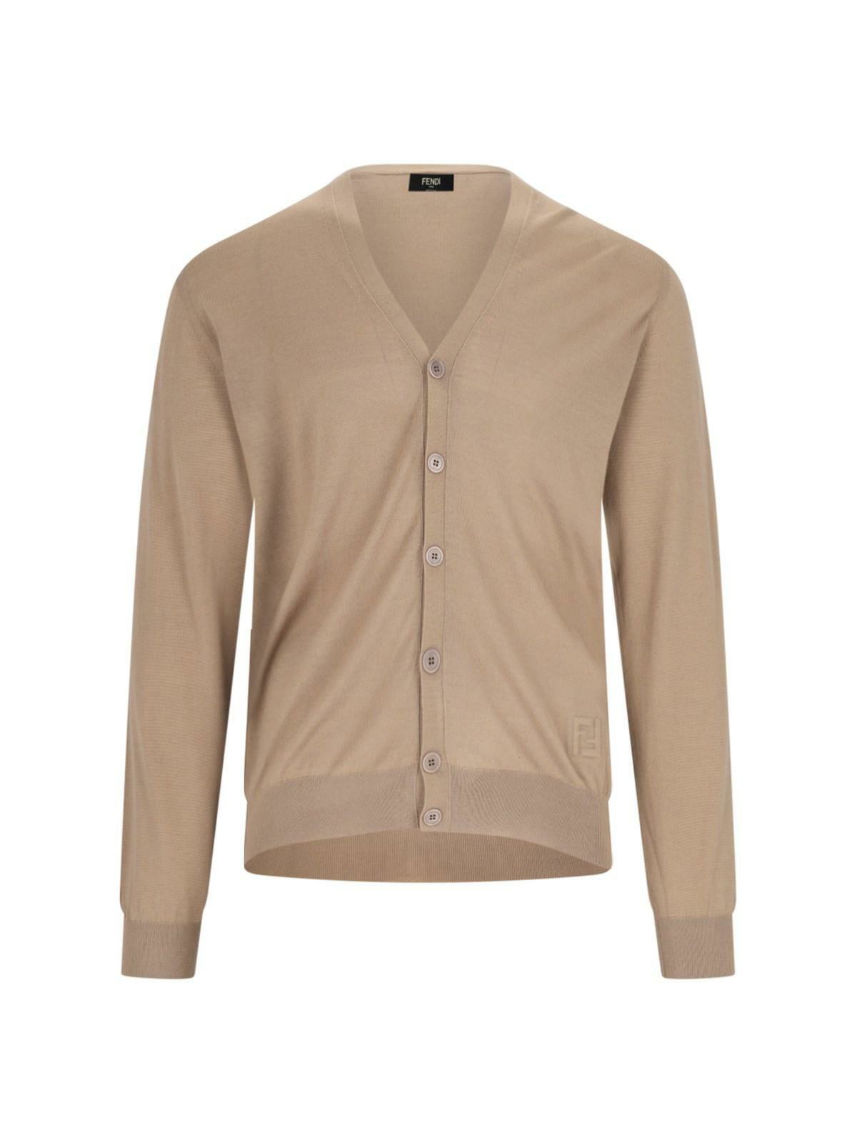Fendi Midnight Blue Stretch Wool Cardigan Fendi