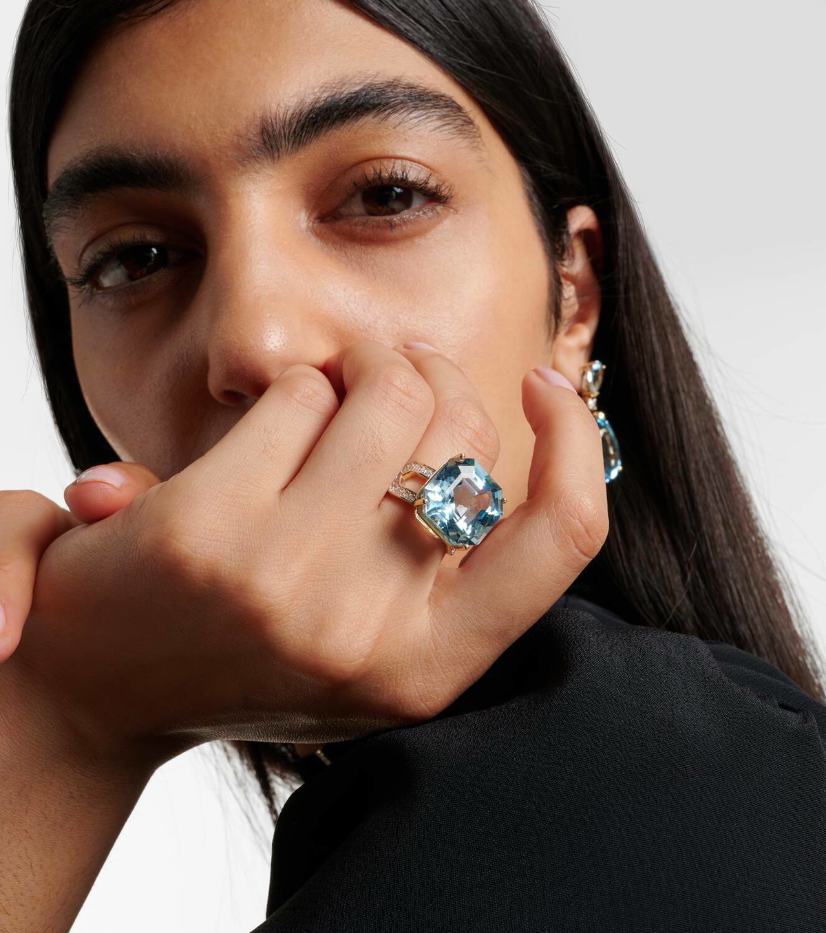 Mateo 14kt gold ring with topaz and diamonds
