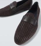 Brioni Appia leather and suede penny loafers