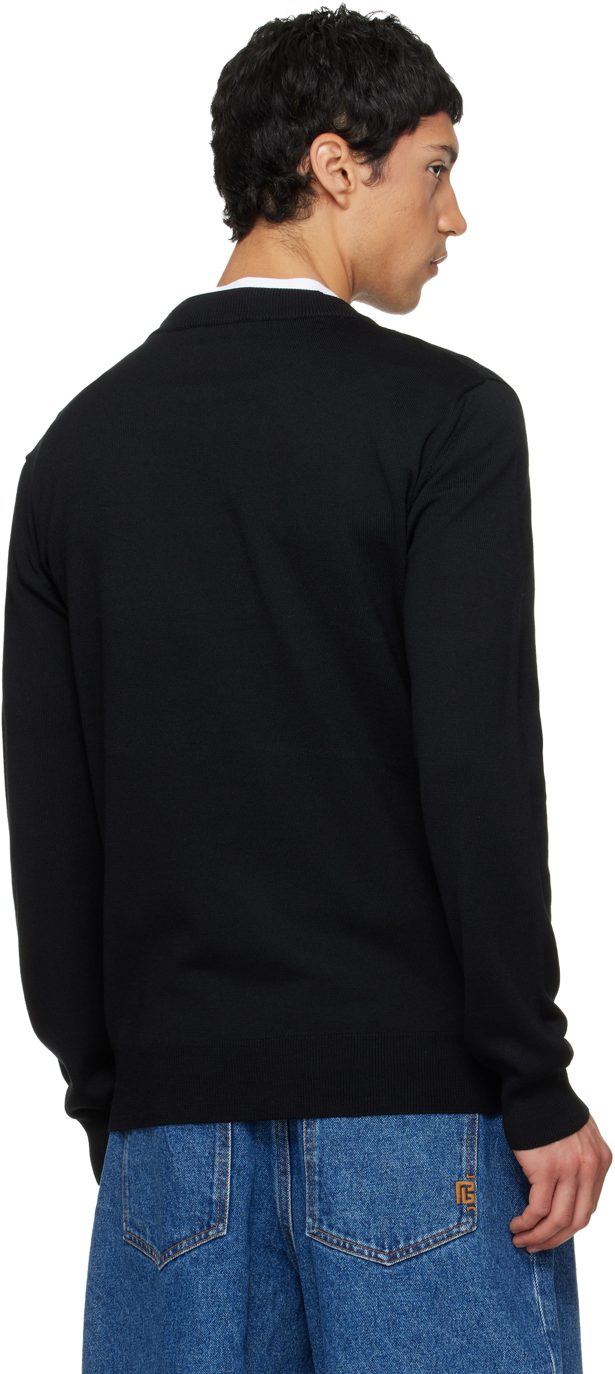 Balmain Black Merino Wool Sweater