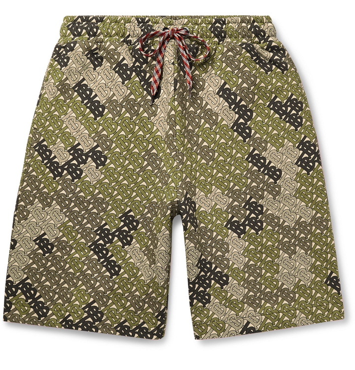 Photo: Burberry - Logo-Print Cotton-Jersey Drawstring Shorts - Green