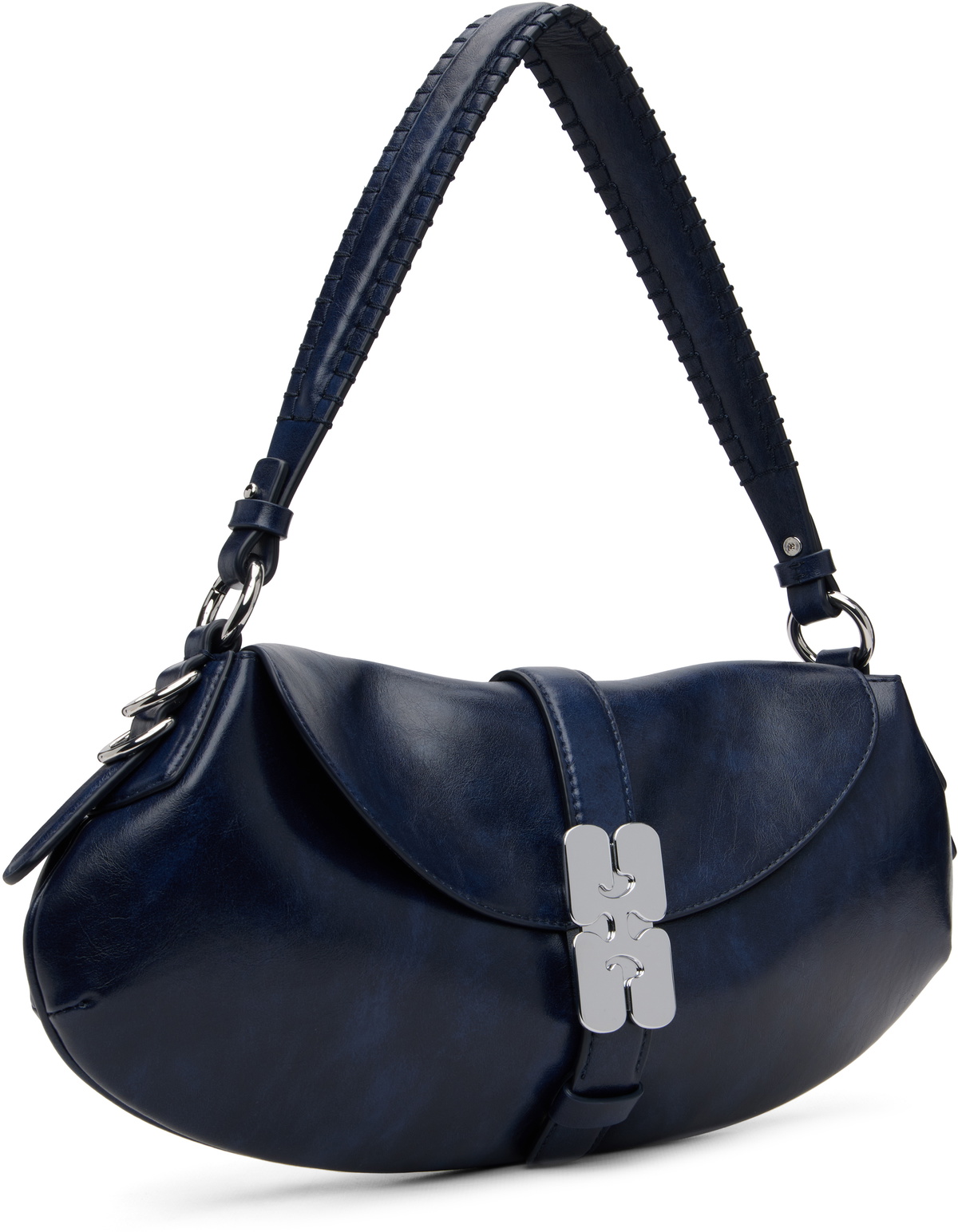 GANNI Navy Kat Baguette Bag