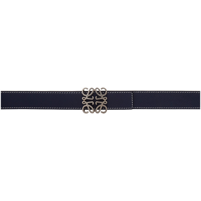 Loewe Belt Navy Reversible Anagram belt in smooth calfskin Blue - LOEWE USA  main image 4