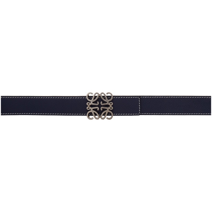 Photo: Loewe Navy Contrast Stitch Anagram Belt