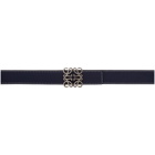 Loewe Navy Contrast Stitch Anagram Belt