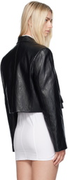 Recto Black Cropped Faux-Leather Jacket