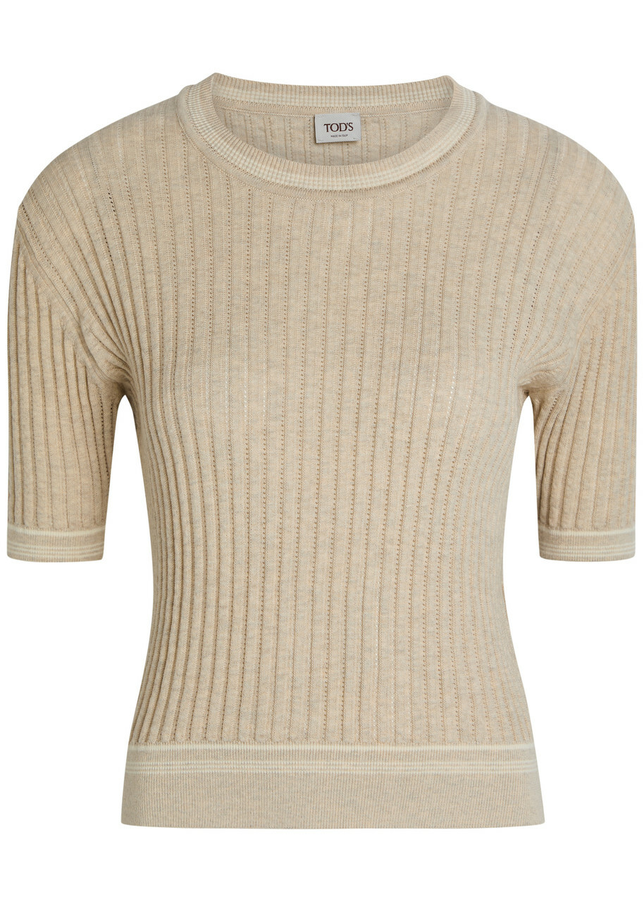 Tods Cropped Cotton-knit T-shirt Beige